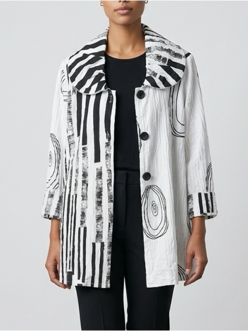 Feratelli Black & White Graphic Abstract Print Tunic  - Women